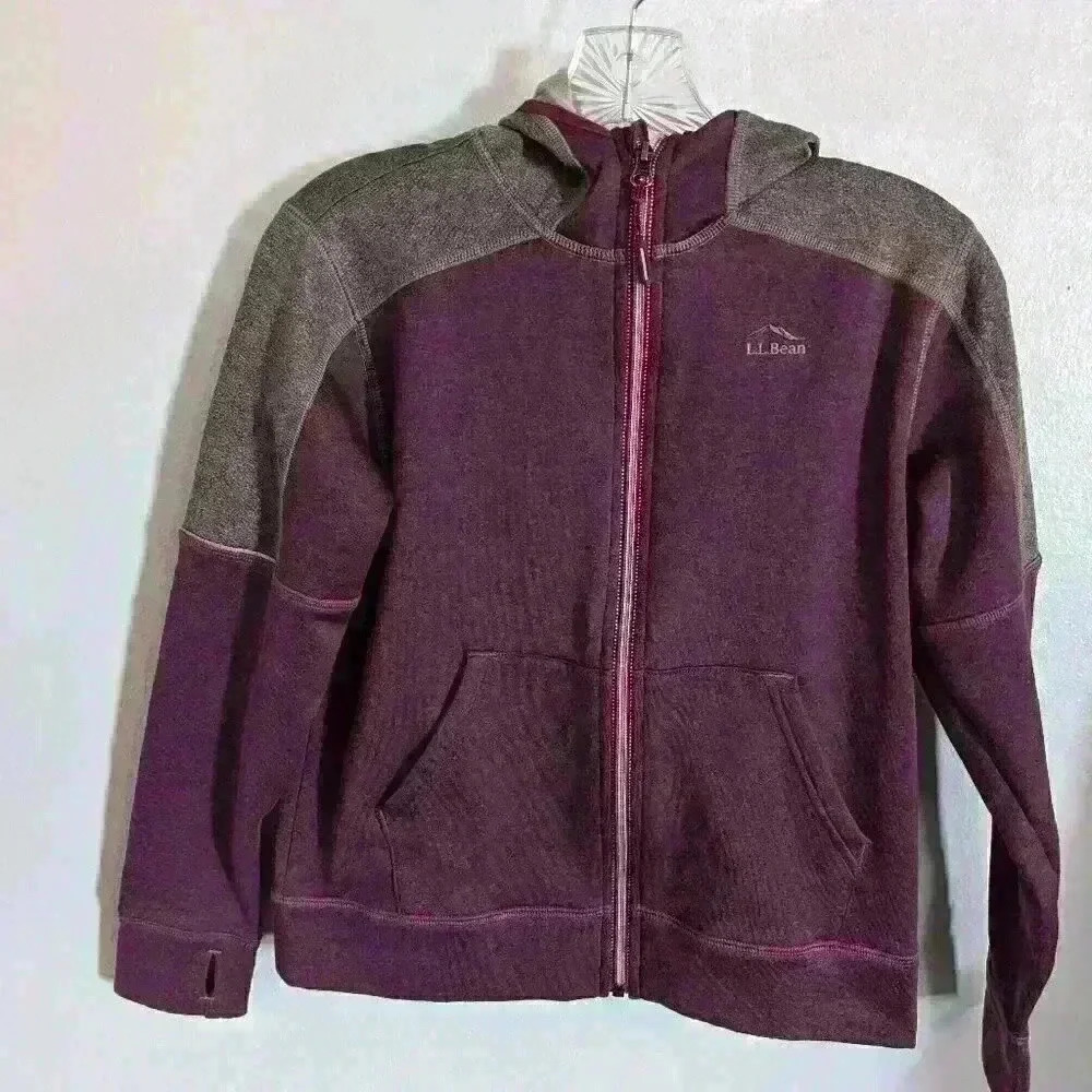L L. Bean purple and grey zip up hoodie size S